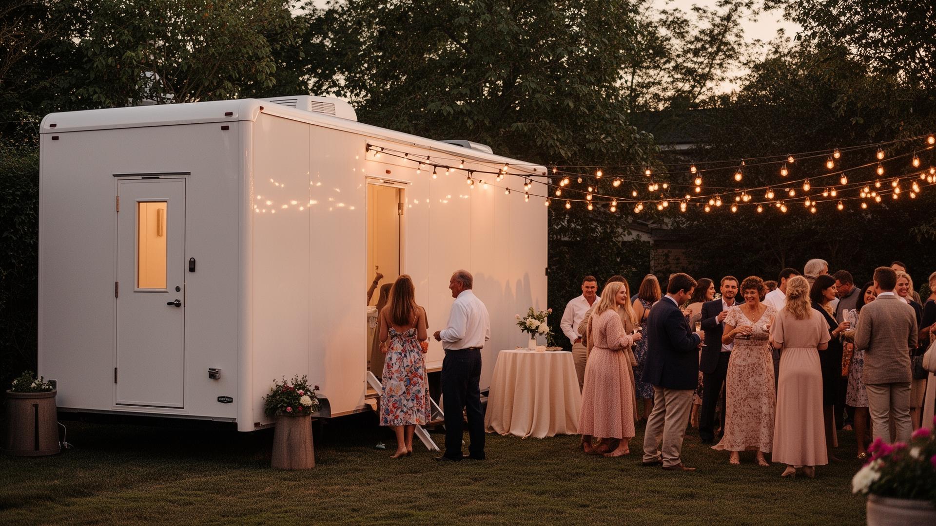 Outdoor event in Norfolk, VA with a luxury bathroom trailer rental